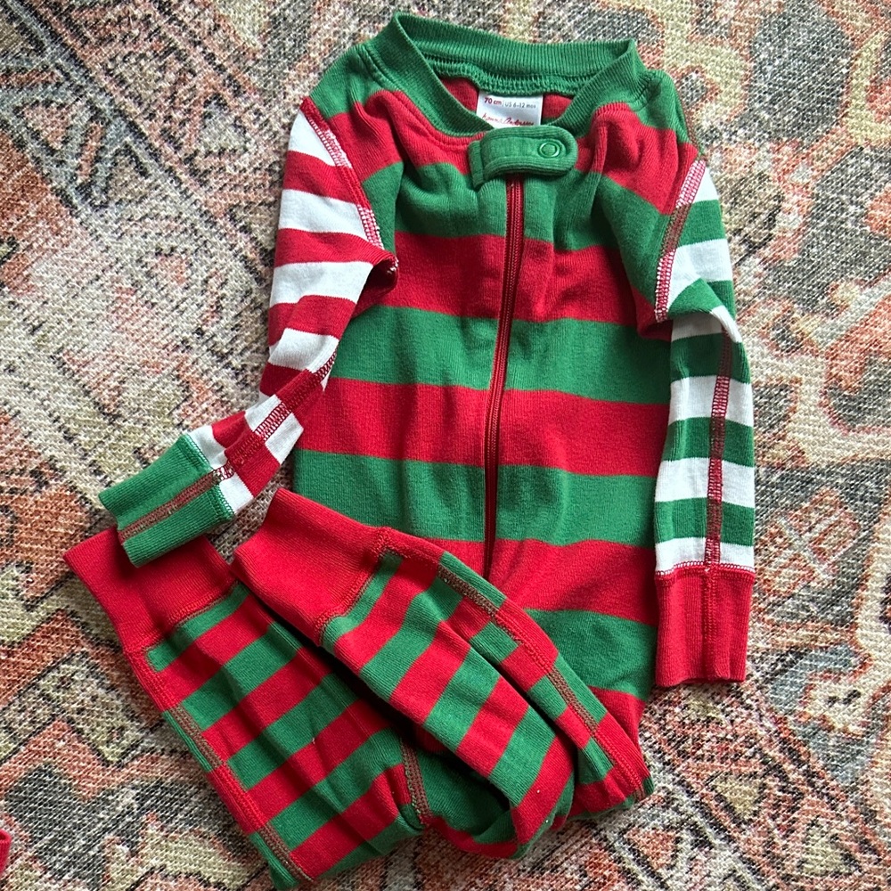 Hanna Andersson Red and Green Striped Kids Pajamas